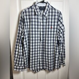 U.S. Polo Assn. Men's Navy and White Plaid Shirt